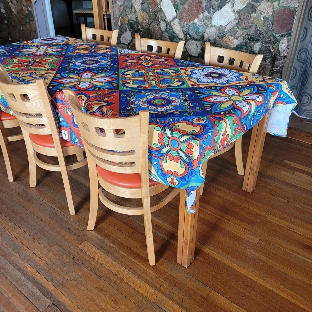 Fiesta Tablecloth 60x88 Indoor Outdoor Polyester Some small holes hard to tell